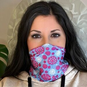 Wy Summer Floral Print Gator Neck Warmer Face Mask Scarf Tube Bandana Buff